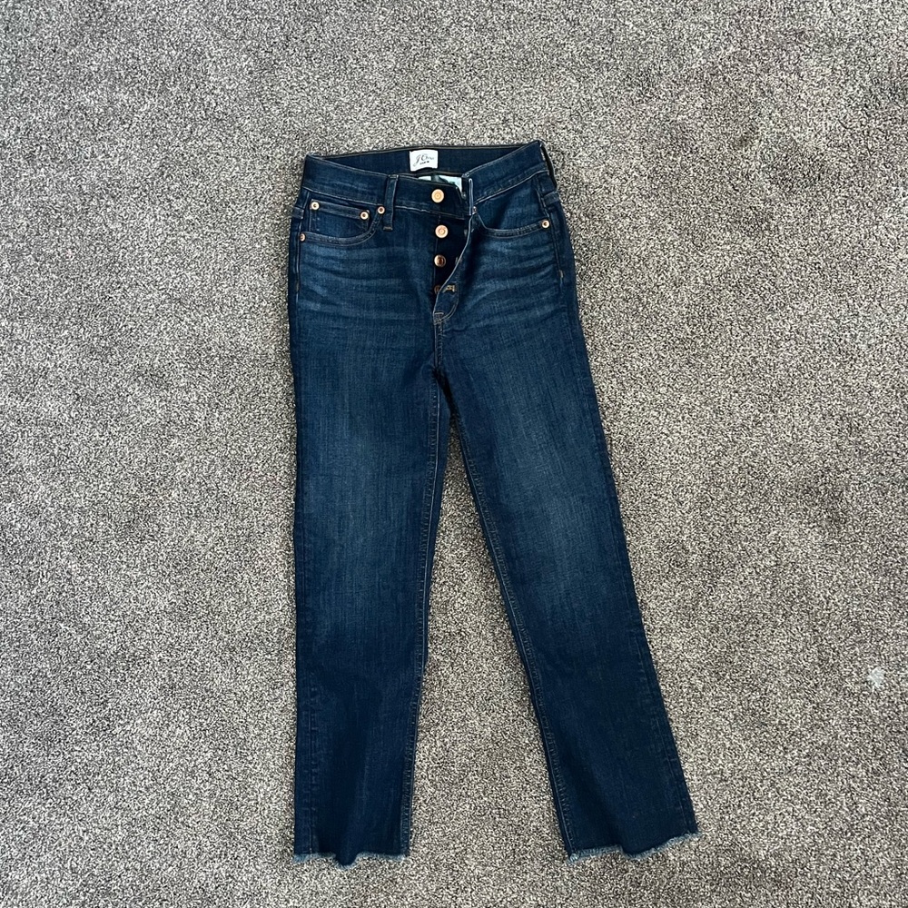 JCrew high rise ankle cut flare jeans